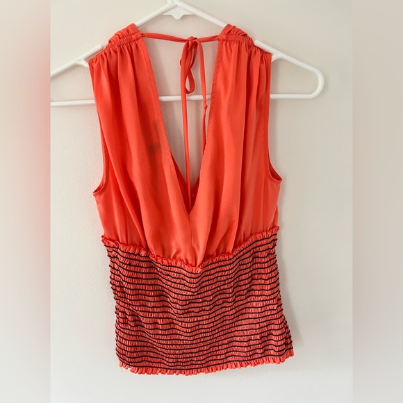 Orange polyester fancy top with ties size XS - Picture 2 of 5